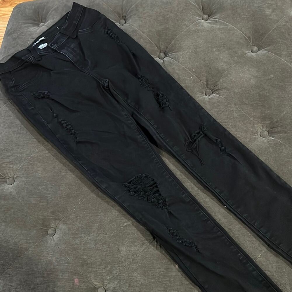 Fashion nova black ripped jeans size 11 worn once